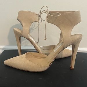 Saks Fifth Avenue nude suede heels